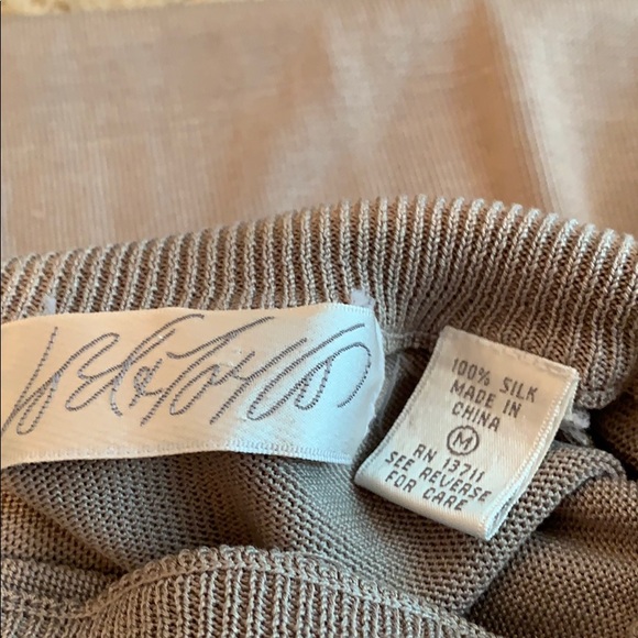 Putty colored 100% silk turtle neck tank - Picture 3 of 5